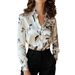 Aria Basics Aria Basics New Cross-border Satin Ink Floral Print Collared Long-sleeve Shirt, Elegant European And American Style, Light_ecoleips.com