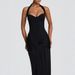 Elegant Style Women's Strapless Long Dress Solid Color Halter Neck Design Sexy Tie Up Slim Fit Fashion Dress_ecoleips.com