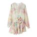 ZA European And American Cross-border 2025 New Summer Women's Fashion Waist-cinching Lace-up Crochet Print Midi Dress_ecoleips.com