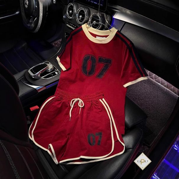 Women's Casual Summer Sports Two Piece Set Short Sleeved Letter Print Running Outfit Men's Style Shorts_ecoleips.com
