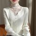 Aria Basics Aria Basics European American Style 2025 Spring Autumn Women's Lace Patchwork Sweater With Stacked Collar, Fashionable And Versatile_ecoleips.com