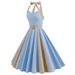 2024 New European And American Maillard Retro Patchwork Mid-Length Fashionable Age-Reducing Halter Neck Tie-Waist Flared_ecoleips.com