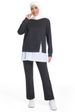 Muslim Women's Two-Piece Sportswear Set, Patchwork Arabic Solid Color Long Sleeve Sweatshirt Outdoor Sports Suit_ecoleips.com