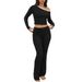 Women's Ribbed Off-Shoulder Top & High-Waisted Pants Set | Sexy Crop Top Casual Streetwear Two-Piece Outfit_ecoleips.com