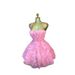 European And American Style Sweet Suspender Rose Print Bubble Mini Dress Sleeveless Strapless Waist Cinching for Women_ecoleips.com