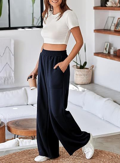 Women's High-Waisted Wide Leg Pants Autumn/Winter plus Size Elastic Waist Loose Fit European American Style Commuter Trousers_ecoleips.com
