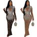 C6993 Cross-border . Independent Site European And American Fashion Women's Round Neck Rhinestone Dress_ecoleips.com