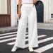 2026 Women Sweet Bow Print White Pants, Thin Summer Elastic High Waist Trousers_ecoleips.com