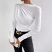 Aria Basics Aria Basics 2025 Cross-Border European And American Solid Color Slim Fit Base Shirt Versatile Ruched Design Long Sleeve T-Shirt_ecoleips.com