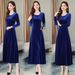 Velvet Skirt Autumn And Winter New Large Size Thin Age Reduction Temperament Round Neck Dress Women_ecoleips.com
