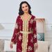 Women's Clothing Summer New Muslim Middle Eastern Robe Female Gold Stamped Beaded Embroidered Abaya Long Sleeved Dress Dress_ecoleips.com
