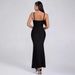 V-Neck Mesh Bandage Strap Dress With Rhinestones – Sexy Backless Evening Gown For Women Women's Clothing_ecoleips.com