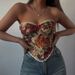 Women's French Retro Fishbone Lace Camisole Top - Cross Wrap Bustier Vest With Jacquard Trim, Summer Boho Chic Blouse_ecoleips.com