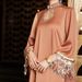 Women’s Clothing new color fantasy laser gradient tassel abaya long dress neckline hollow seam_ecoleips.com