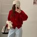 Aria Basics Aria Basics Korean-style Casual Soft Velvet Buttoned Sweater Coat For Women, New 2024 Winter Model, Super Stylish Round-neck Raglan_ecoleips.com