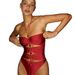 Women's Sexy Rhinestone One Piece Swimsuit European American Style Solid Color Nylon New Export Design 2025_ecoleips.com