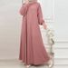 Women's Clothing Modest Abaya Dress Round Neck Long Robe Modest Muslim Abaya Dress – Solid Color Polyester Maxi With Round Neck & Long Sleeves_ecoleips.com