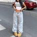 Women's Low-Rise Straight-Leg Jeans – Vintage Washed Denim Pants With Relaxed Fit For Casual Streetwear_ecoleips.com