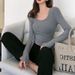 Bottom Shirt Women's Autumn And Winter New Thin Inner Casual Crew Neck Top Slim-fit Spice Girl Long-sleeved T-shirt_ecoleips.com