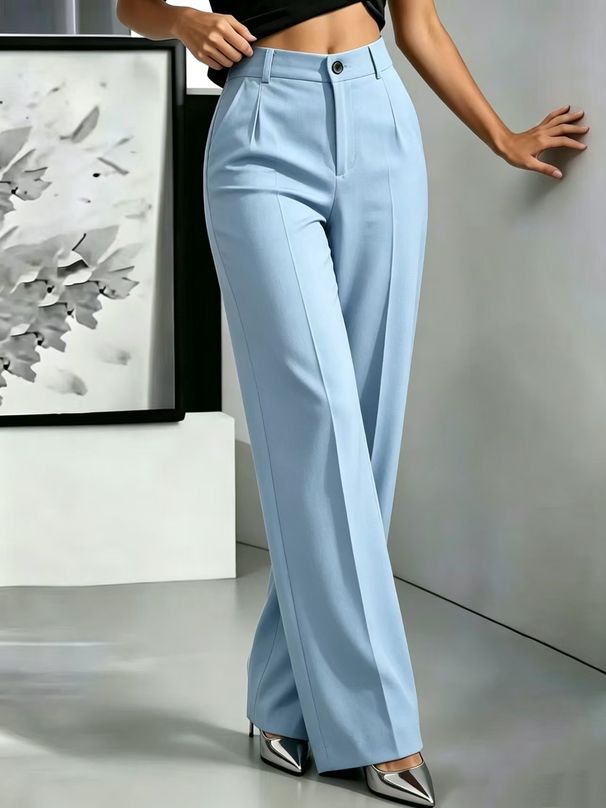 Women's High-Waisted Straight Leg Suit Pants 2026 New Style Elegant Simple Fashion European And American Cross Border_ecoleips.com