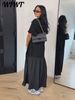Loose Patchwork Women's Pleated Dresses Fashion Short Sleeve O-neck Long Robes 2026 Summer New Female Elegant Casual Dress_ecoleips.com