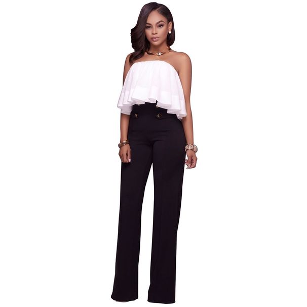 Women's Double-Breasted High Waist Flared Pants Wide Leg Trousers Stretch Polyester Chic Street Style Casual Outings_ecoleips.com