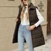 Women's Plus Size Cotton Vest Jacket Autumn/Winter Solid Color Zipper Pocket Mid Length Style Clothing_ecoleips.com