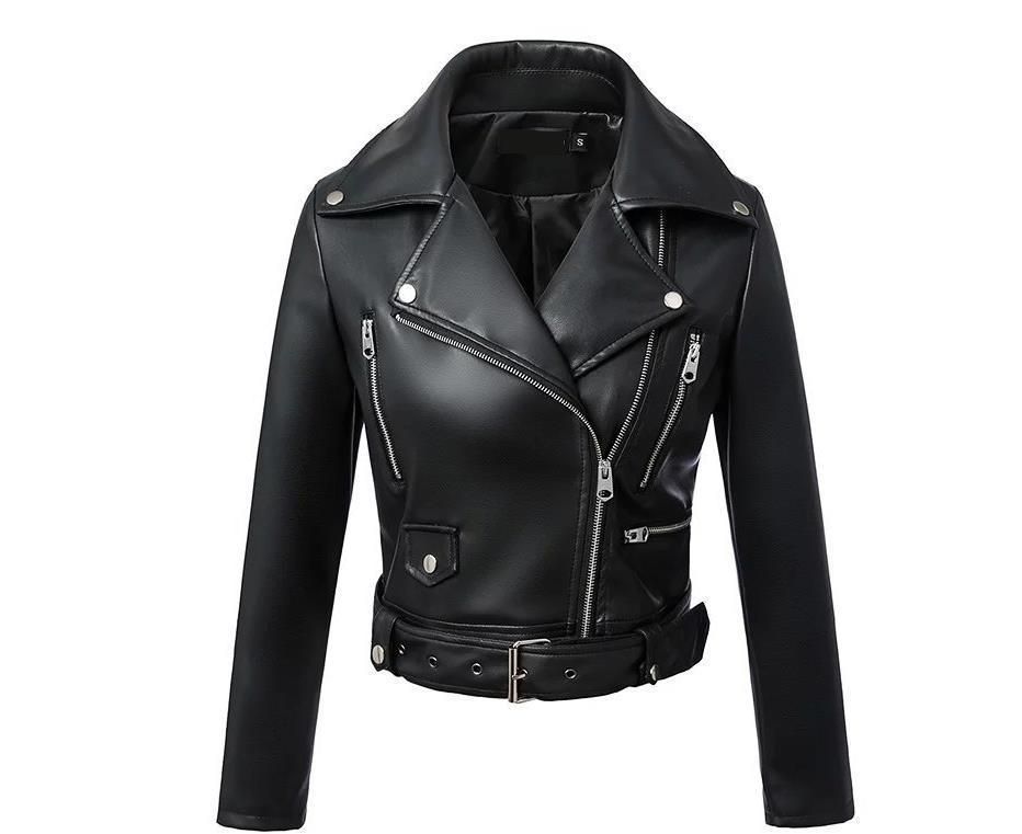 Women's Clothing High Waist Leather Jacket Handsome High-Waist Biker Jacket Slim Fit Short Leather Coat With Lapel & Epaulettes Gothic Streetwear_ecoleips.com
