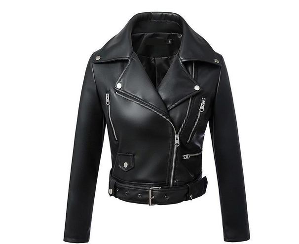Women's Clothing High Waist Leather Jacket Handsome High-Waist Biker Jacket Slim Fit Short Leather Coat With Lapel & Epaulettes Gothic Streetwear_ecoleips.com