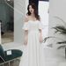 Women's White Evening Gown Elegant Off-the-Shoulder Dress Sophisticated Banquet Wear Suitable For Everyday And Birthday Occasions New_ecoleips.com