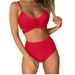 Women's High Waist Bikini Set - Sexy Leopard Print Two Piece Swimsuit With Cross Back Design, Comfortable Polyester Fabric For Beach & Pool_ecoleips.com