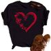 European And American Cross-border Foreign Trade Women's Clothing Heart Butterfly Print Round Neck Short-sleeve T-shirt_ecoleips.com