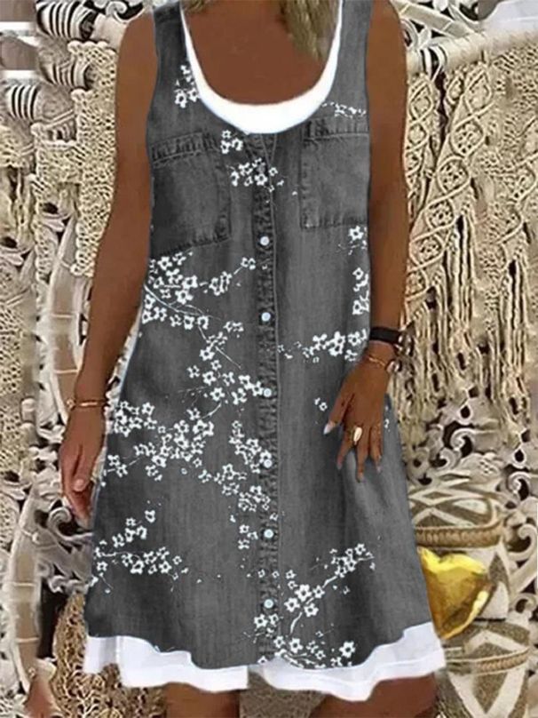 2021 European And American Cross-border Wish Foreign Trade Women's Loose Fashion Digital Print Casual Dress 9147_ecoleips.com