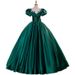 Women's Clothing Emerald Green V-Neck Ball Gown With 3D Floral Appliques – Elegant Polyester Evening Dress For Galas, Vocal Recitals & Corporate_ecoleips.com