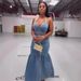 Women's Clothing Micro Elastic Suspenders Low Cut Denim Suit Button Long Skirt Suit_ecoleips.com