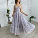 Women's Clothing New Mesh Evening Dress Suspender Sexy Dress Prom Party Dress_ecoleips.com
