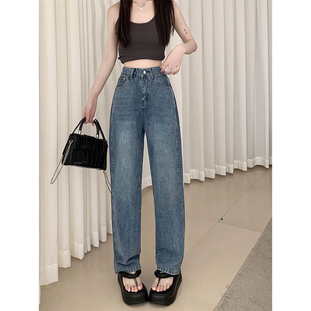 High-waisted Straight-leg Jeans Women, Spring/summer 2024 New Style, Plus-size, Slimming Narrow Version For Pear-shaped_ecoleips.com
