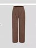 Women's Clothing Autumn High Waist Casual Pants Solid Color Corduroy Loose Straight Trousers_ecoleips.com