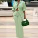 Women's Clothing Summer Lapel Pocket Casual Fashion Shirt Trousers Suit_ecoleips.com