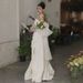 Elegant French Satin Mermaid Wedding Dress For Bride, Nature-Inspired Sweetheart Neckline Gown For Garden Ceremony_ecoleips.com
