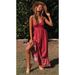 2024 Summer New Large Hem European And American Women's Bohemian V-neck Strap Floral Dress_ecoleips.com