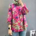 Modest Floral Print Muslim Blouse – 3D Embroidery Bubble Sleeve Top (S-5XL) – Breathable Polyester_ecoleips.com