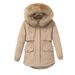 Trendy Detachable Faux Fur Hooded Puffer Jacket For Women - Winter Warm Oversized Polyester Coat With Windproof Design (6 Colors & 5 Sizes)_ecoleips.com