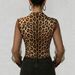 Voya Women's Leopard Print Patchwork Mesh Pocket Elegant Button Up Shirt Temperament Top Available In Multiple Colors_ecoleips.com