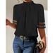 Independent Website 2023 Summer New European And American Black Solid Color Pleated High-neck Top_ecoleips.com