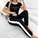 Lazy Casual Letter Print Two Piece Set Round Neck Short Sleeve T-Shirt And Loose Wide Leg Pants Women's Comfortable Streetwear_ecoleips.com