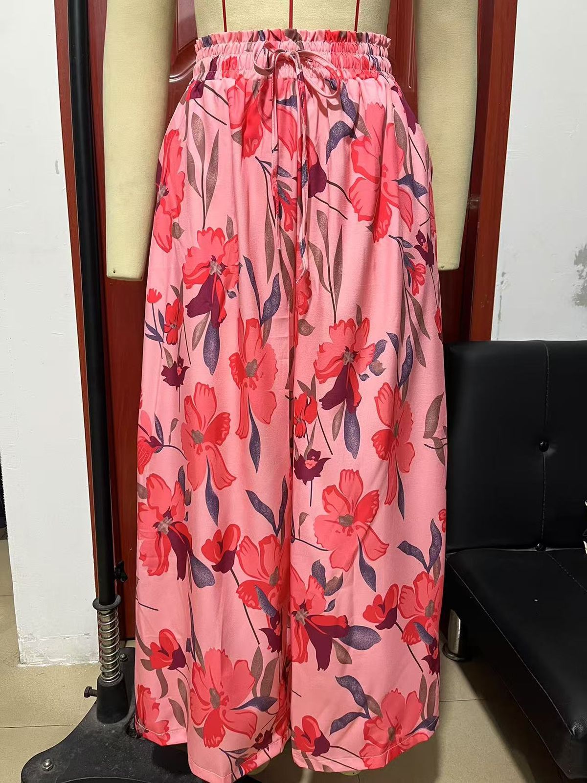 K New Printed Comfortable And Casual Wide Leg Pants For Women_ecoleips.com