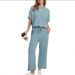 Women's Casual Short-Sleeved Top With Cropped Pants And Wide-Leg Pants For Summer_ecoleips.com