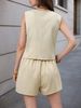 ZOEVA Commuter V-neck Button-decorated Vest Shorts Solid Color Two-piece Suit Women_ecoleips.com