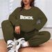 Women's Printed Two Piece Tracksuit, Long Sleeve Pullover Top And Drawstring Waist Pants, Casual Sportswear For Spring And Fall_ecoleips.com